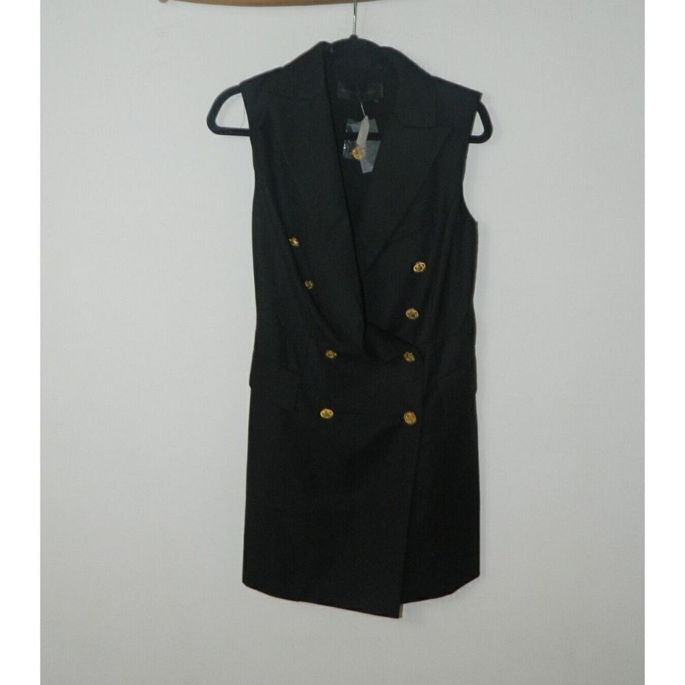 Blessed‎ Are The Meek Blazer Dress Size 6 BLACK Double Breasted Sleeveless